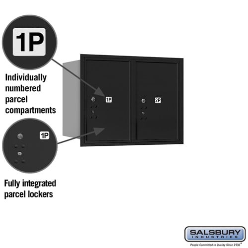 6 Door High Recessed Mounted 4C Horizontal Parcel Locker with USPS Access - Rear Loading