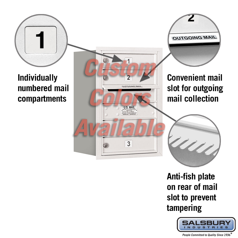 Recessed Mounted 4C Horizontal Mailbox - 6 Door High Unit - Rear Loading - Private Access