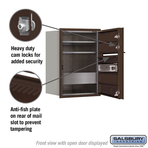 6 Door High Recessed Mounted 4C Horizontal Mailbox with Private Access - Front Loading