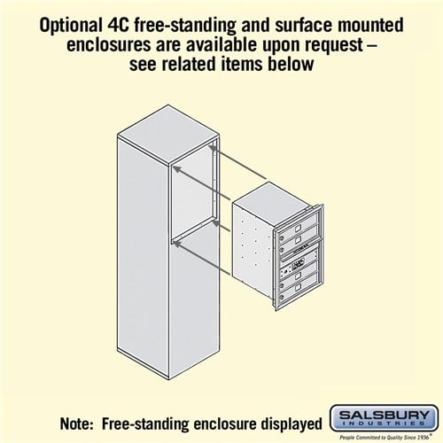 6 Door High Recessed Mounted 4C Horizontal Mailbox with Private Access - Front Loading