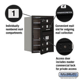 6-Door High Recessed Mounted 4C Horizontal Mailbox with Private Access - Black