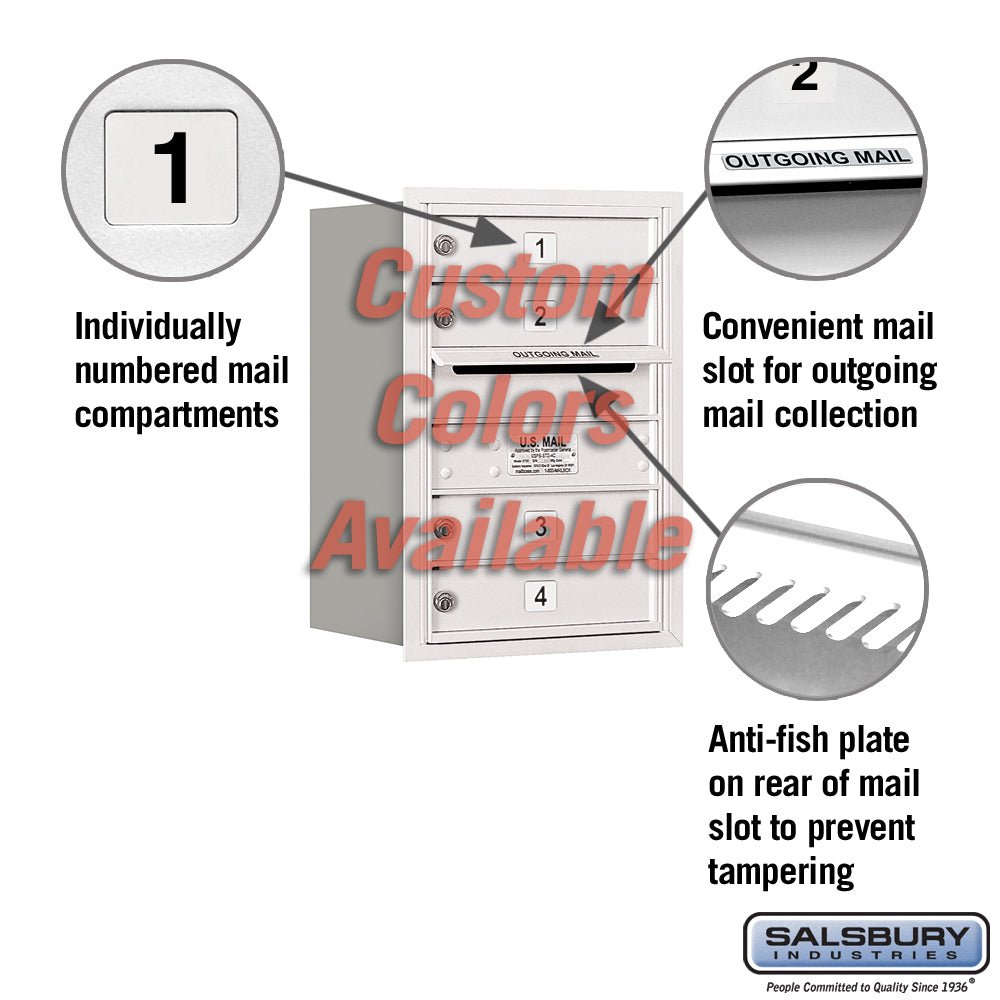 Recessed Mounted 4C Horizontal Mailbox - 6 Door High Unit - Rear Loading - USPS Access
