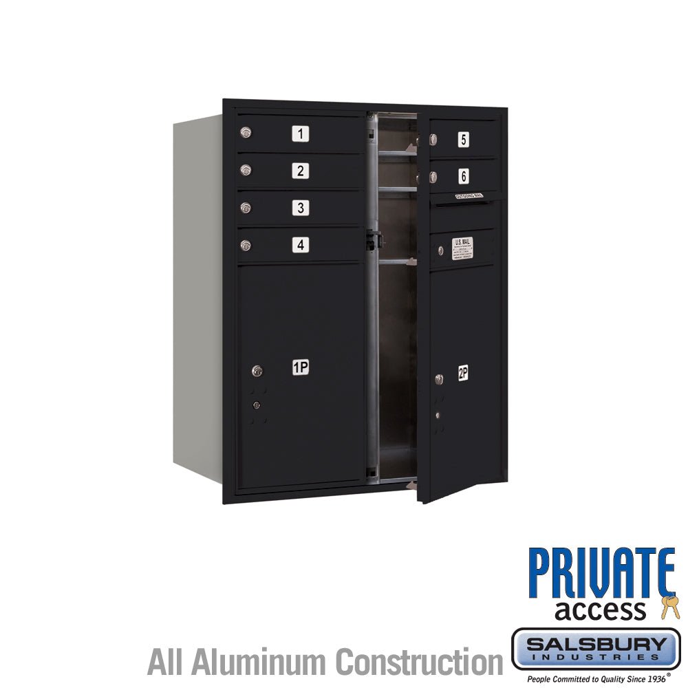 10 Door High Recessed Mounted 4C Horizontal Mailbox with Parcel Lockers - Black