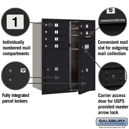10 Door High Recessed Mounted 4C Horizontal Mailbox with Parcel Lockers - Black - USPS Access