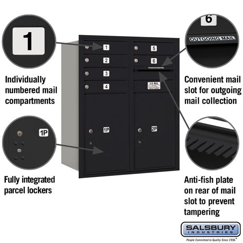 10 Door High Recessed Mounted 4C Horizontal Mailbox with Parcel Lockers - Rear Loading