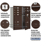 10 Door High Recessed Mounted Mailbox with Parcel Lockers - Bronze