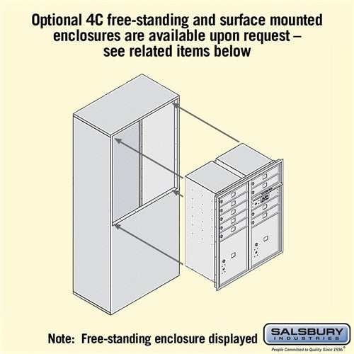 10 Door High Recessed Mounted 4C Horizontal Mailbox with Parcel Lockers - Private Access