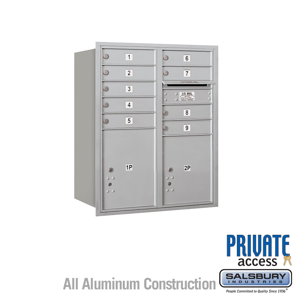 10 Door High Recessed Mounted 4C Horizontal Mailbox with Parcel Locker - Rear Loading