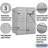 10 Door High Recessed Mounted 4C Horizontal Mailbox with Parcel Lockers - Rear Loading