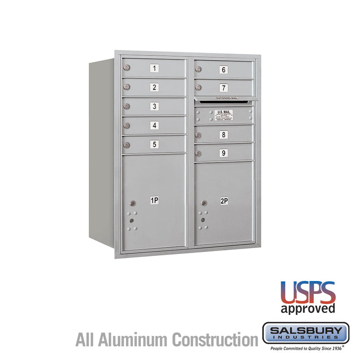 10 Door High Recessed Mounted 4C Horizontal Mailbox with Parcel Lockers - Rear Loading