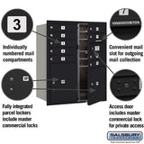 10 Door High Recessed Mounted 4C Horizontal Mailbox with Parcel Lockers - Black - Private Access