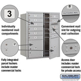Salsbury 3700 Horizontal Series 10‑Compartment Recessed Mount Mailbox, Front-Loading, Double Column