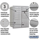 10 Door High Recessed Mounted 4C Horizontal Mailbox with Parcel Lockers - Rear Loading