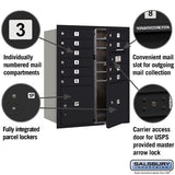 10 Door High Recessed Mounted 4C Horizontal Mailbox with Parcel Lockers - Black