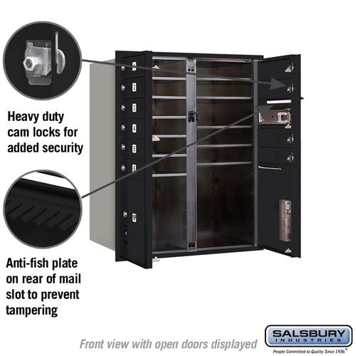 10 Door High Recessed Mounted 4C Horizontal Mailbox with Parcel Lockers - Black