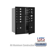 10 Door High Recessed Mounted 4C Horizontal Mailbox with Parcel Lockers - Black