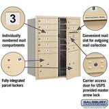 10 Door High Recessed Mounted 4C Horizontal Mailbox with Parcel Lockers - Sandstone