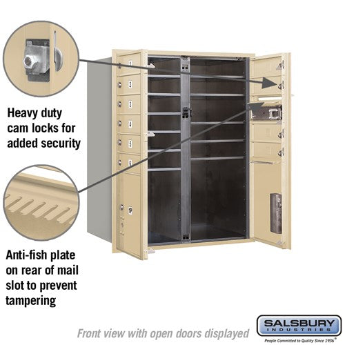 10 Door High Recessed Mounted 4C Horizontal Mailbox with Parcel Lockers - Sandstone