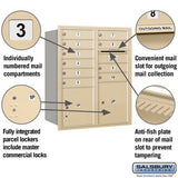10 Door High Recessed Mounted 4C Horizontal Mailbox with Parcel Lockers - Rear Loading