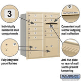 10 Door High Recessed Mounted 4C Horizontal Mailbox with Parcel Lockers - Rear Loading