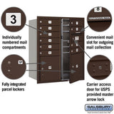 10 Door High Recessed Mounted 4C Horizontal Mailbox with Parcel Lockers - Bronze