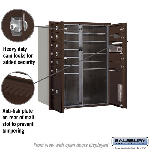 10 Door High Recessed Mounted 4C Horizontal Mailbox with Parcel Lockers - Bronze