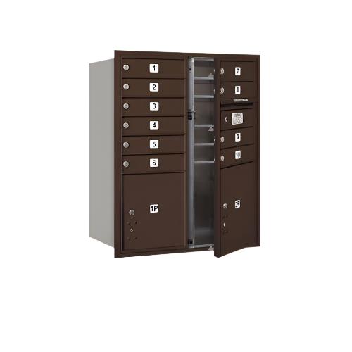 Salsbury 10-Door High Surface Mounted 4C Horizontal Mailbox with Parcel Lockers – Bronze