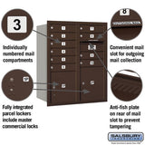 10 Door High Recessed Mounted 4C Horizontal Mailbox with Parcel Lockers - Bronze