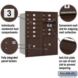 10 Door High Recessed Mounted 4C Horizontal Mailbox with Parcel Lockers - Bronze