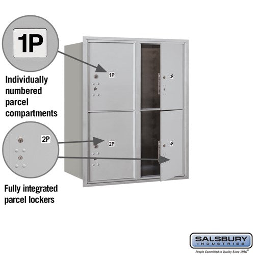 10 Door High Recessed Mounted 4C Horizontal Parcel Locker with 4 Parcel Lockers - Front Loading
