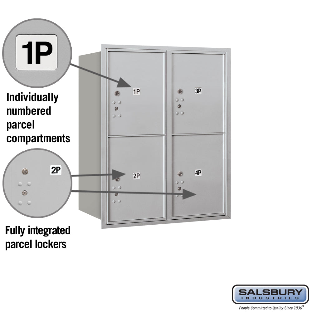 10-Door High Recessed Parcel Locker with 4 Parcel Lockers - Rear Loading