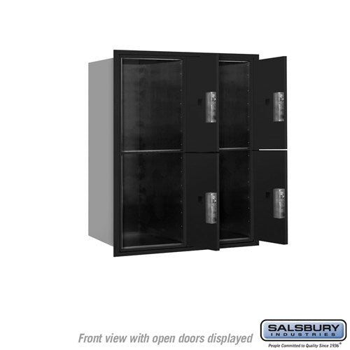 10 Door High Recessed Mounted 4C Horizontal Parcel Locker with 4 Parcel Lockers in Black - Front Loading