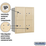 10-Door High Recessed Parcel Locker with 4 Parcel Lockers - Sandstone - Rear Loading