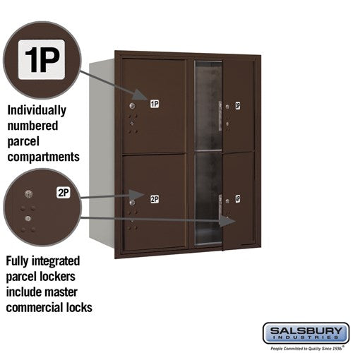 10 Door High Recessed Mounted 4C Horizontal Parcel Locker with 4 Parcel Lockers in Bronze - Front Loading