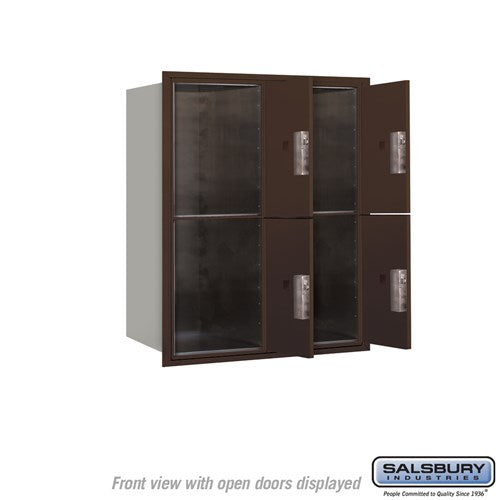 10 Door High Recessed Mounted Parcel Locker with 4 Parcel Lockers - Bronze - USPS Access