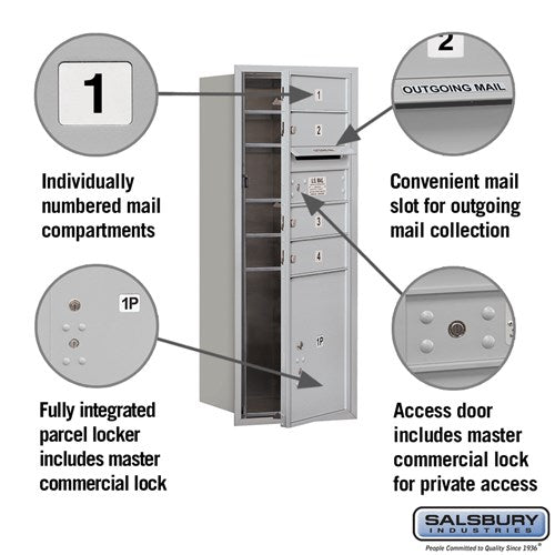 10 Door High Recessed Mounted Mailbox with Parcel Locker - Private Access