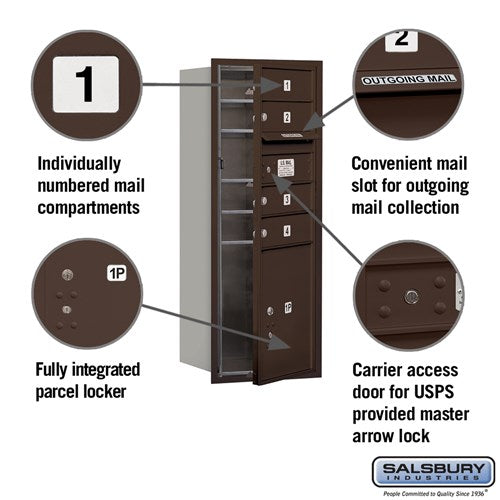 10-Door High Recessed Mounted Parcel Locker with USPS Access - Bronze - Rear Loading