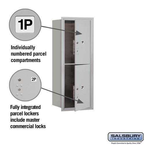 10 Door High Recessed Mounted Parcel Locker with 2 Parcel Compartments - Front Loading