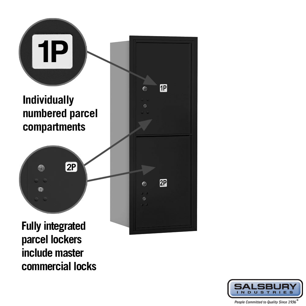 10 Door High Recessed Mounted 4C Horizontal Parcel Locker with 2 Parcel Lockers - Rear Loading