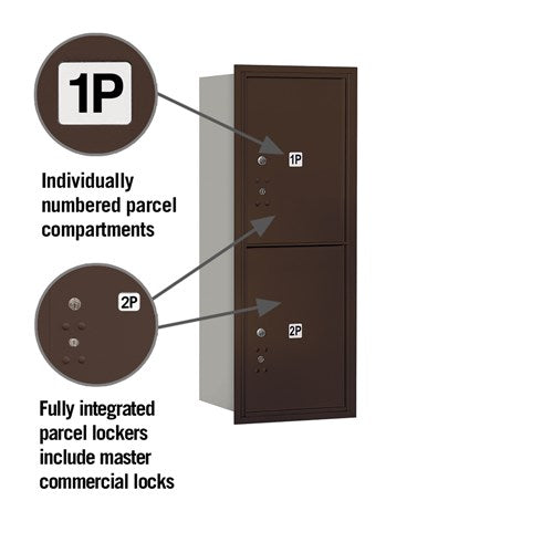 10-Door High Recessed Mounted Parcel Locker with 2 Parcel Lockers - Bronze - Rear Loading