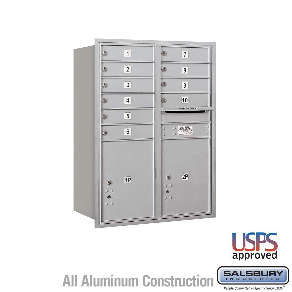 11 Door High Recessed Mounted 4C Horizontal Mailbox with Parcel Lockers - Rear Loading