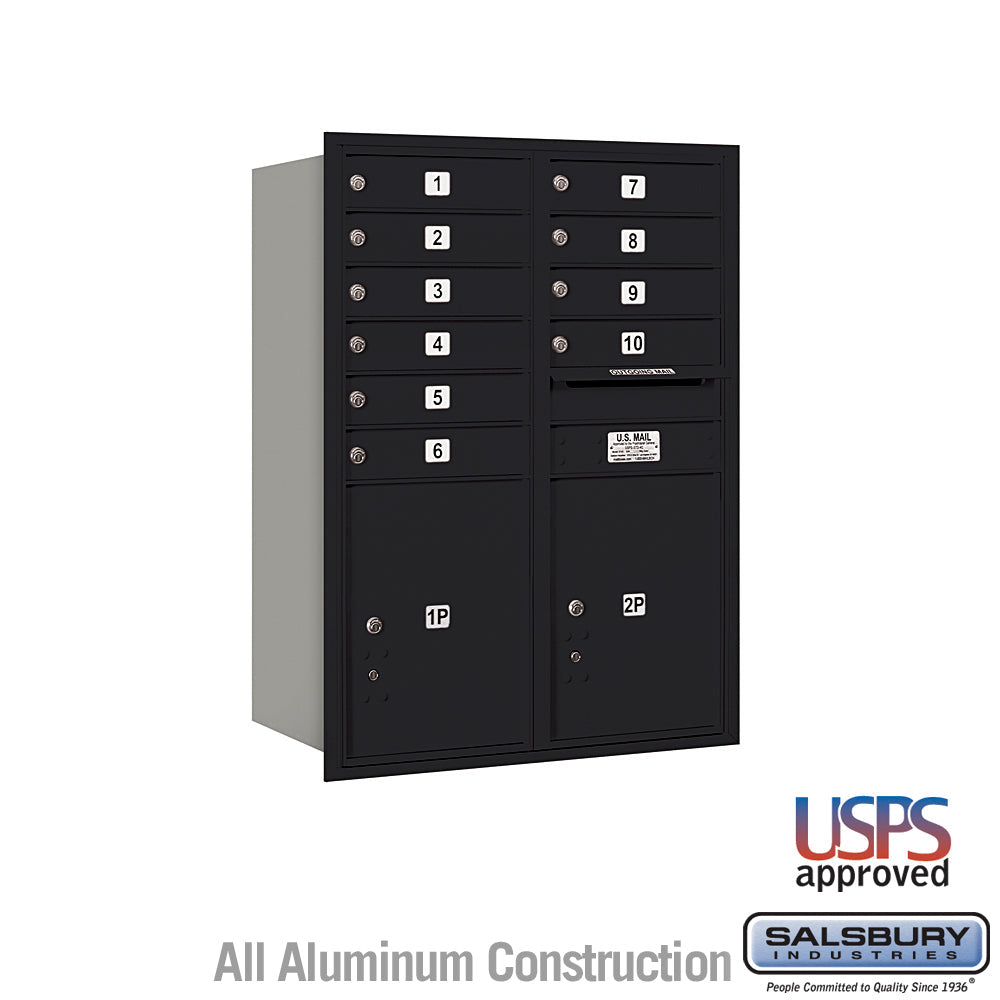 11-Door High Recessed Mounted 4C Horizontal Mailbox with Parcel Lockers - Black