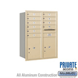 11-Door High Recessed Mounted Mailbox with Parcel Locker - Sandstone