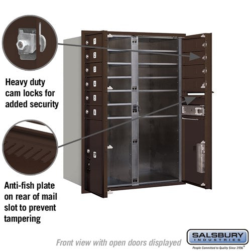 11 Door High Recessed Mounted 4C Horizontal Mailbox with Parcel Lockers in Bronze