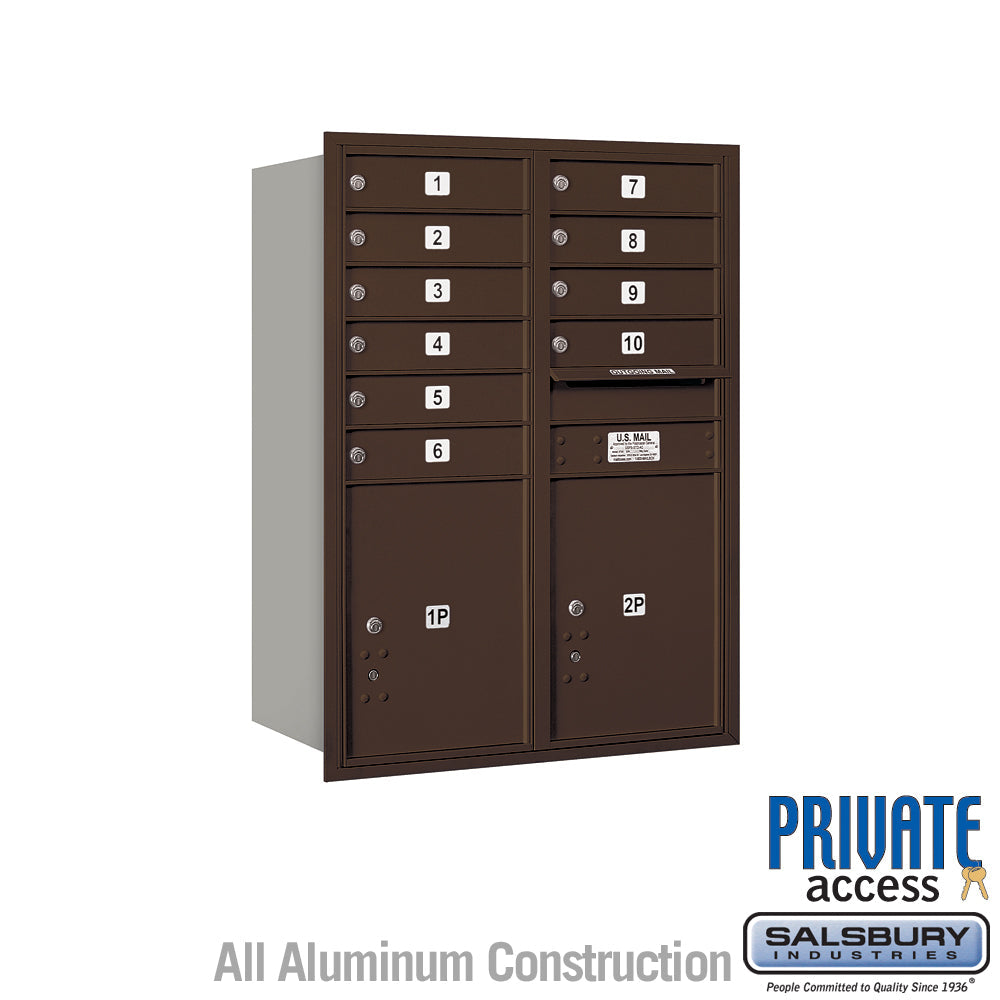 11-Door High Recessed Mounted Mailbox with Parcel Lockers - Bronze - Rear Loading