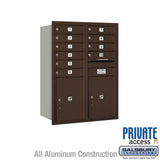 11 Door High Recessed Mounted Mailbox with Parcel Locker - Bronze - Rear Loading