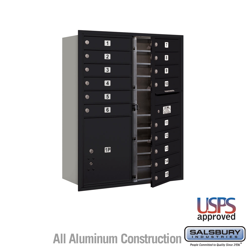 11 Door High Recessed Mounted 4C Horizontal Mailbox with Parcel Lockers - Black