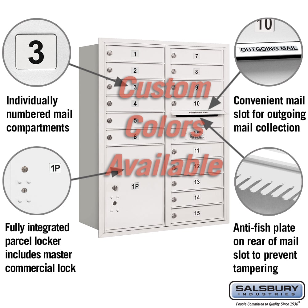 Recessed Mounted 4C Horizontal Mailbox - 11 Door High Unit - Double Column - Rear Loading - Private Access