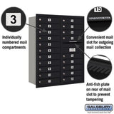 11 Door High Recessed Mounted 4C Horizontal Mailbox with 20 Doors in Black - Rear Loading