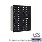 11 Door High Recessed Mounted 4C Horizontal Mailbox with 20 Doors in Black - Rear Loading